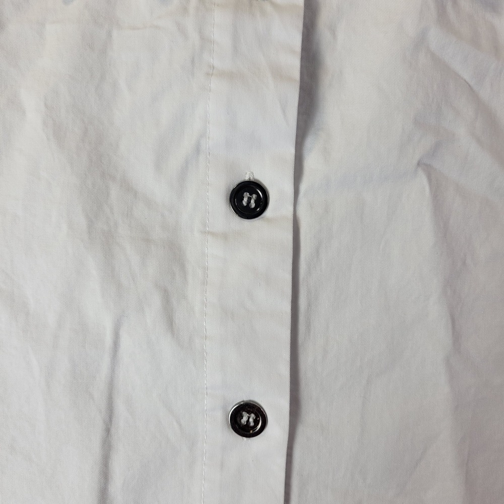 POL White Ruffle Front Button Up Blouse Womens M Cottagecore Romantic Vintage - Picture 4 of 11